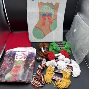 Bernat Vintage 1983 Santa In Chimney Quickstitch Christmas 9" X 18" Stocking Kit